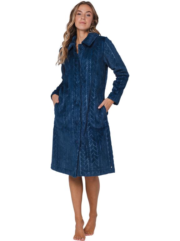 Badjas knoop fleece 171252-170-3 520 dark blue