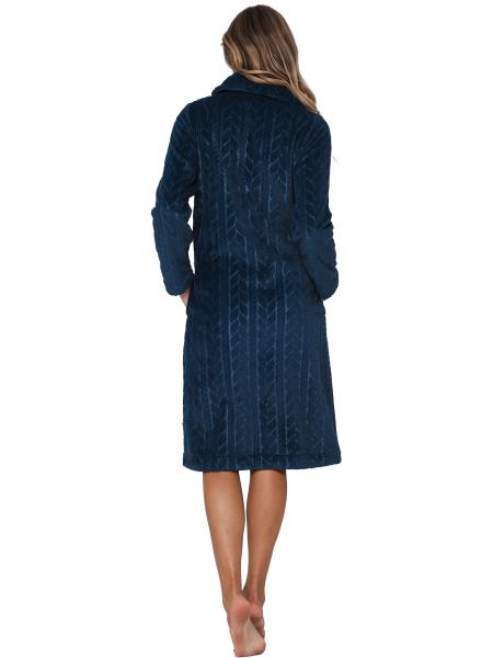 Badjas knoop fleece 171252-170-3 520 dark blue