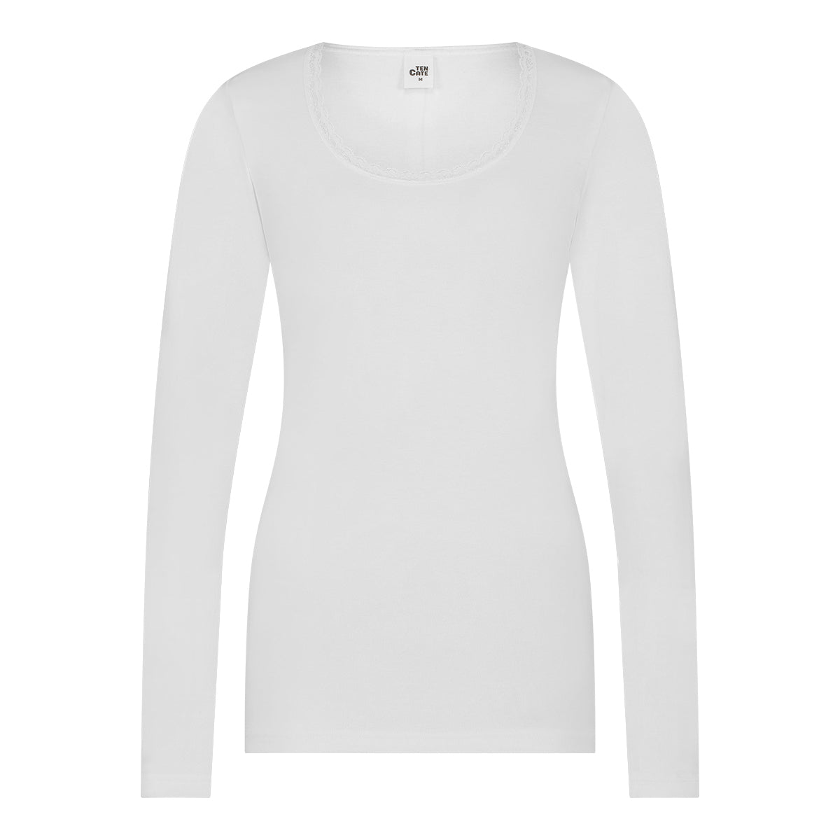 Shirt LS round neck lace 60381 015 snow white