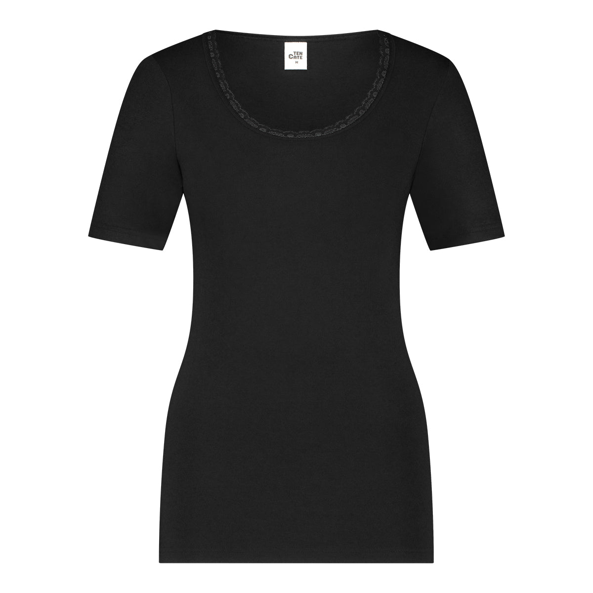 T-shirt thermo round neck lace 60380 090 black