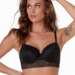 Margreth-Longline padded wire bra graphical lace  10.05.6114-020 020 Black
